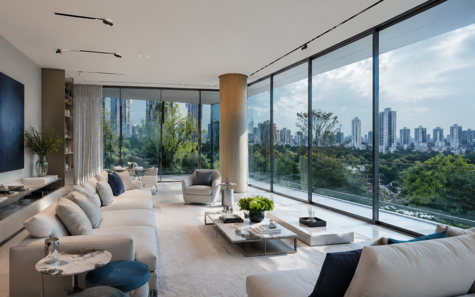 Residência contemporânea com grandes superfícies envidraçadas